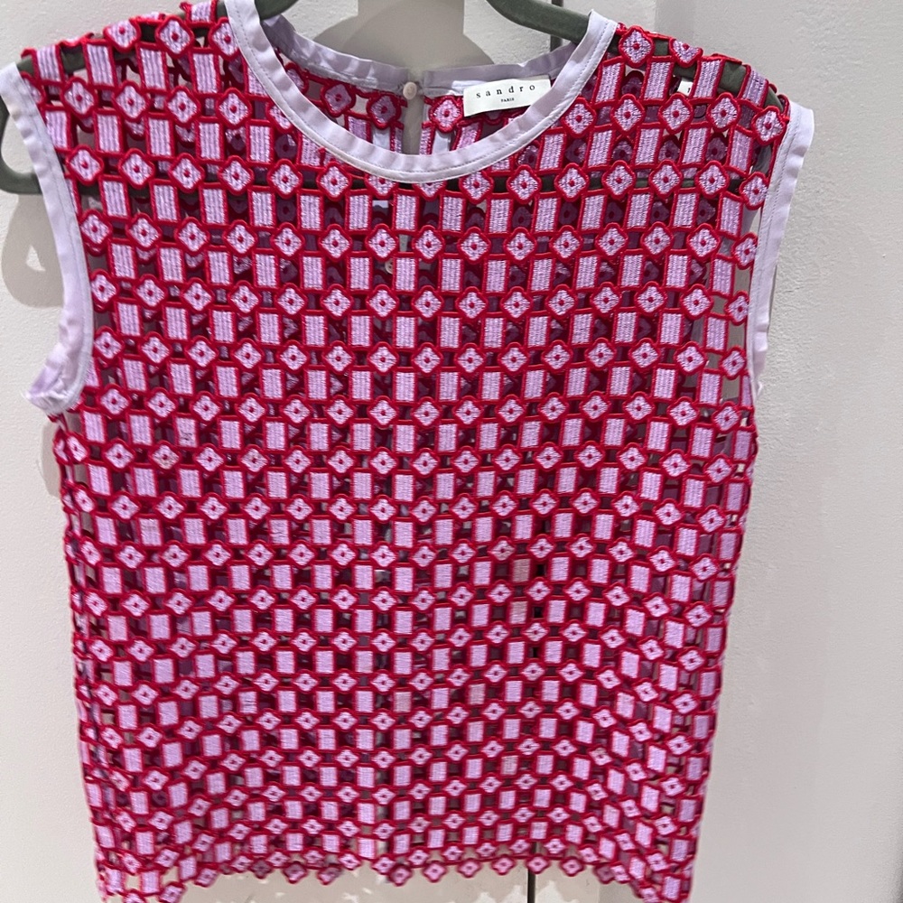 Sandro Yonna Geometric Red top size 1